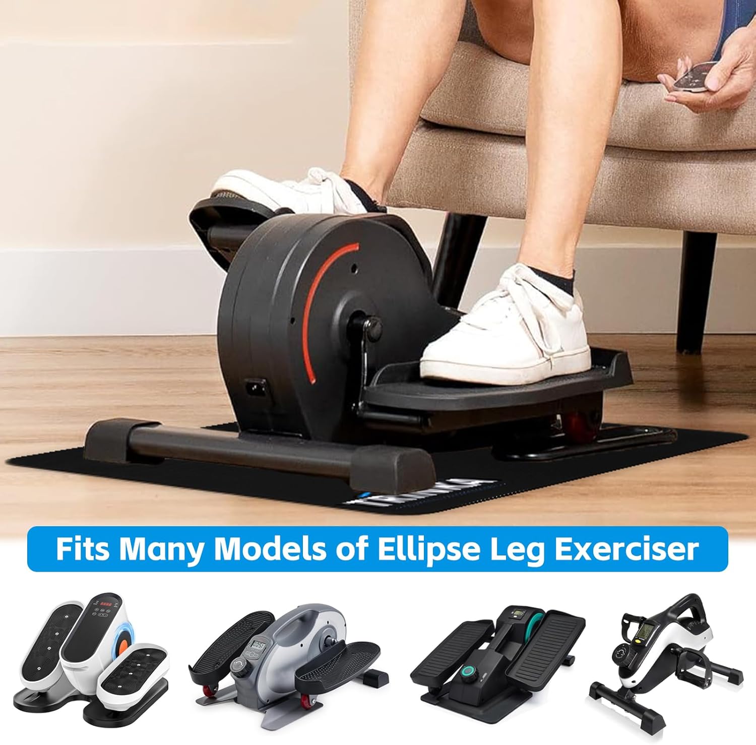 Non-Slip Workout Mat for Under Desk Ellipticals, Ellipse Leg Exerciser Machine Mat, Suitable for Electric Seated Foot Pedal Exerciser, Enhanced Stability & Floor Protection - Image 8