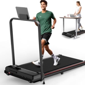 12% Incline Walking Pad Treadmill, 320lb Capacity Under Desk Treadmill with Full Manual/3-Preset Countdown/App Mode, Portable Treadmills for Small Spaces, Home, Office