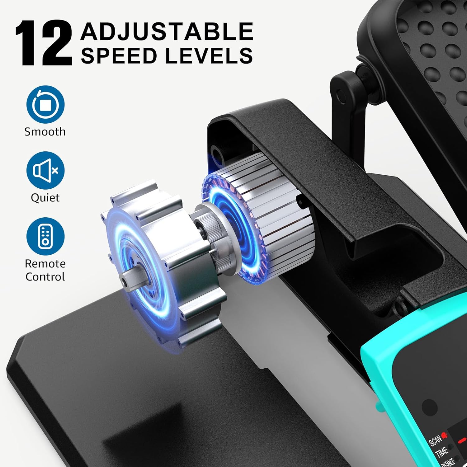 VIVURN-018 Under Desk Elliptical 5 Mode 12 Speed Low Impact Mini Electric Leg Exerciser As Seen on TV While Sitting for Seniors with Non-Slip Mat Quiet&Portable Seated Elliptical for Home and Office - Image 3