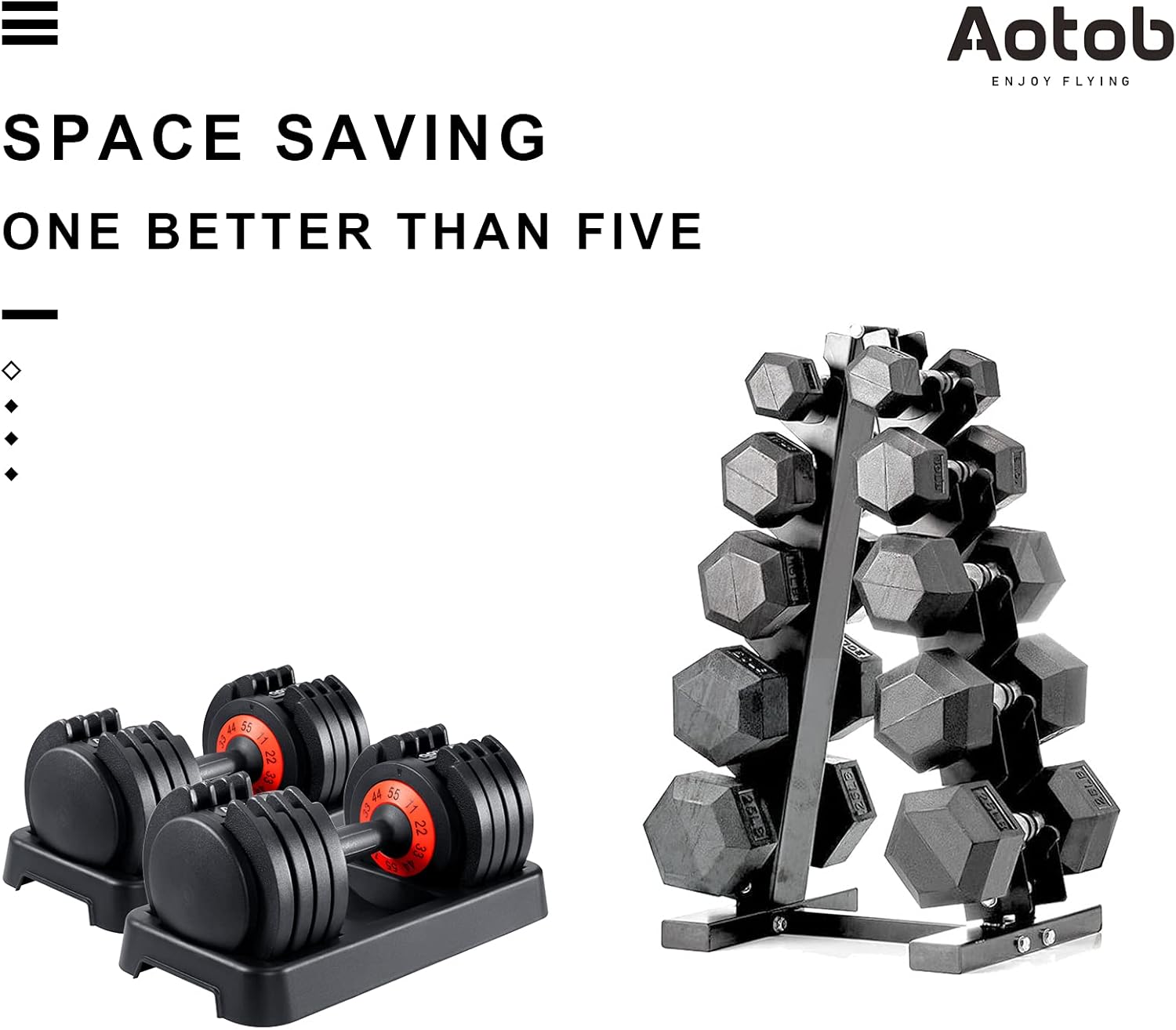 AOTOB 25/55 LBS Dumbbell Set, Anti-Slip Fast Adjust Turning Handle, Adjustable for Men and Women, Pair for Home Gym Exercise - Image 5