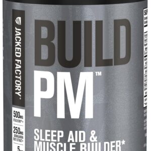 Jacked Factory Build PM Night Time Muscle Builder & Sleep Aid – Post Workout Recovery & Sleep Support Supplement w/VitaCherry Tart Cherry, Ashwagandha, & Melatonin – 60 Natural Veggie Pills
