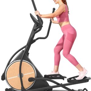 FEIERDUN Elliptical Machine, Cross Trainer for Home Use with Hyper-Quiet Electromagnetic Front Driving System, 32 Resistance Levels, 20IN Stride, 400LBS Weight Capacity, Black
