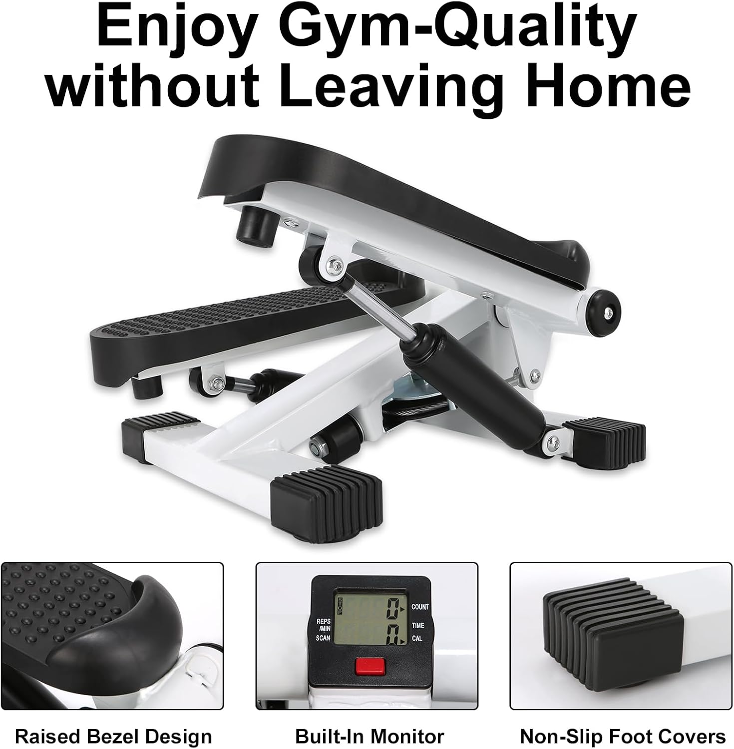 Mini Stepper for Home Exercise, Portable Stair Stepper with LCD Monitor and Resistance Bands, 260lbs Weight Capacity, Twist Stepper for Full Body Workout - Image 5