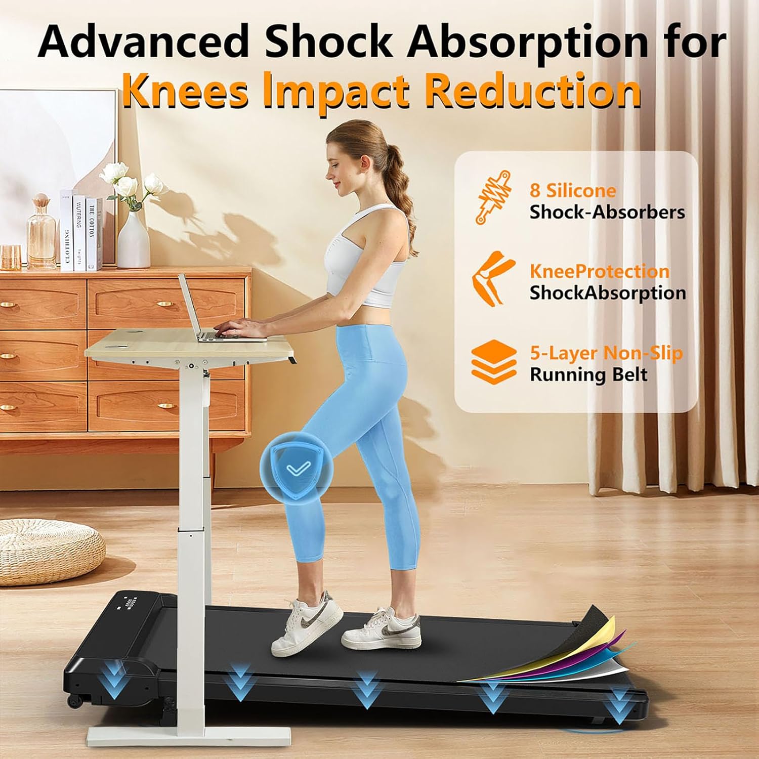 Walking Pad Treadmill with Incline,Under Desk Treadmill with Incline 2 in 1 for Walking and Jogging,2.5HP Compact Incline Walking Pad for Home Office with Remote Control - Image 3