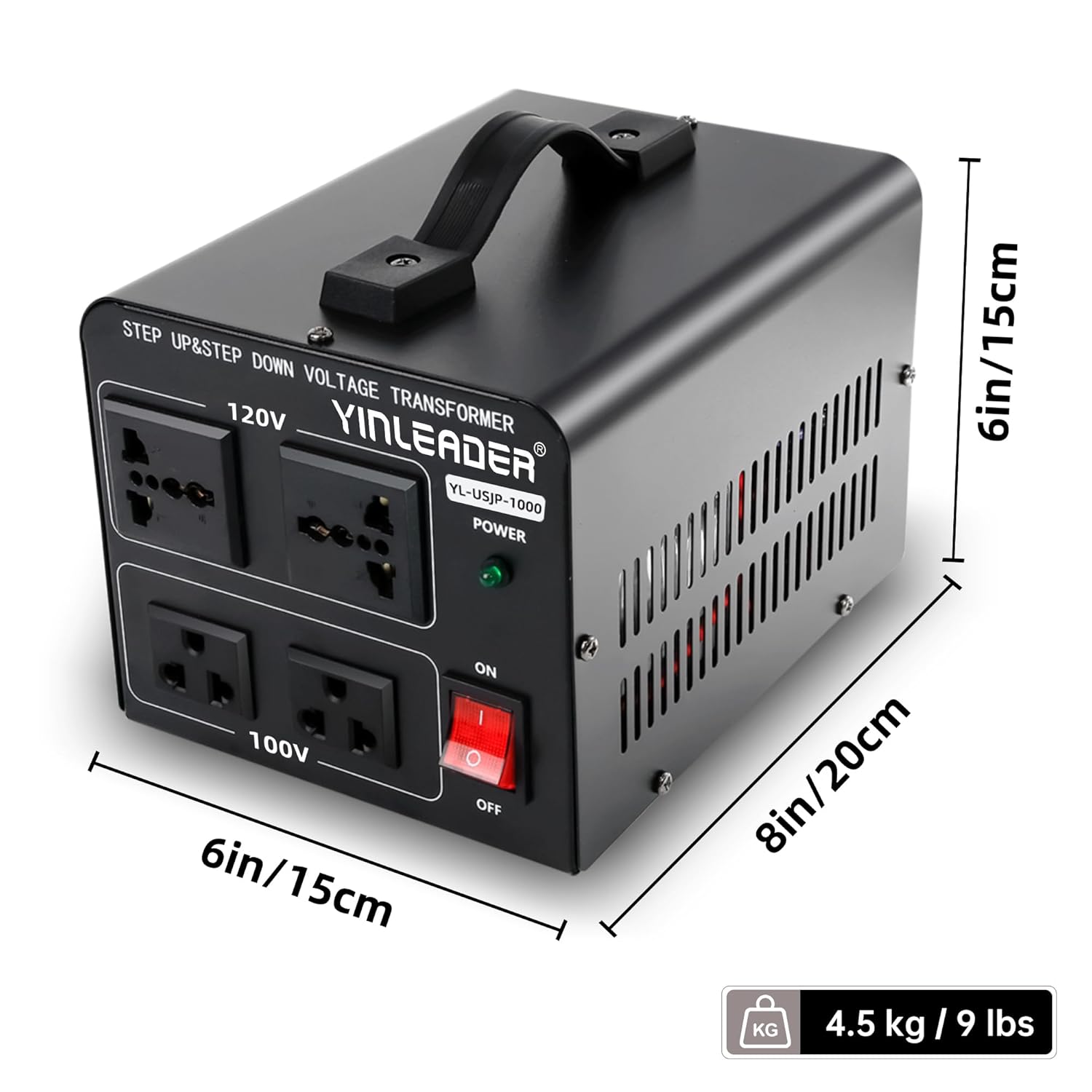 Yinleader 1000W US 120V to 100V JP Japan Voltage Converter Step Down/Up Transformer Ideal for Japanese Turntable/Rice Cooker/Mochi Maker/Player/Cassette Deck/Heater/dehumidifier/Slot Machine, etc. - Image 5