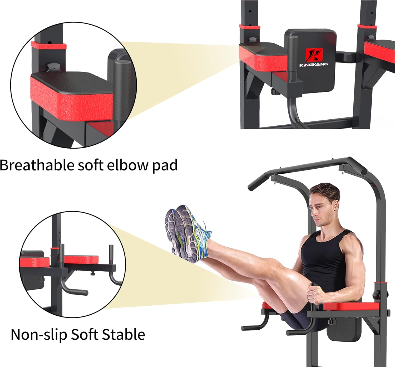 Power Tower Dip Station Workout equipment Pull up Bar for Home Gym Adjustable Height Strength Training Fitness Excercise Equipment,Load 450LBS - Image 4