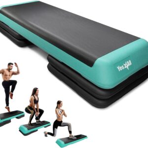 Yes4All Adjustable Workout Aerobic Exercise Step Platform Health Club Size with 4 Adjustable Risers Included and Extra Risers Options