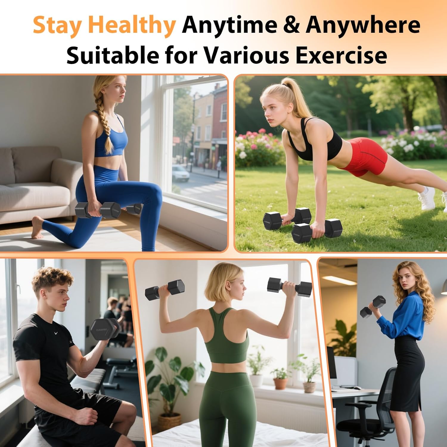 Adjustable Dumbbell Set of 2, 4 in 1 Free Weights Dumbbells Set, Hand Weights for Women at Home, 5 lb Dumbbells Set with Non-slip Comfort Handle for Home Gym Exercise Workout Training - Image 5