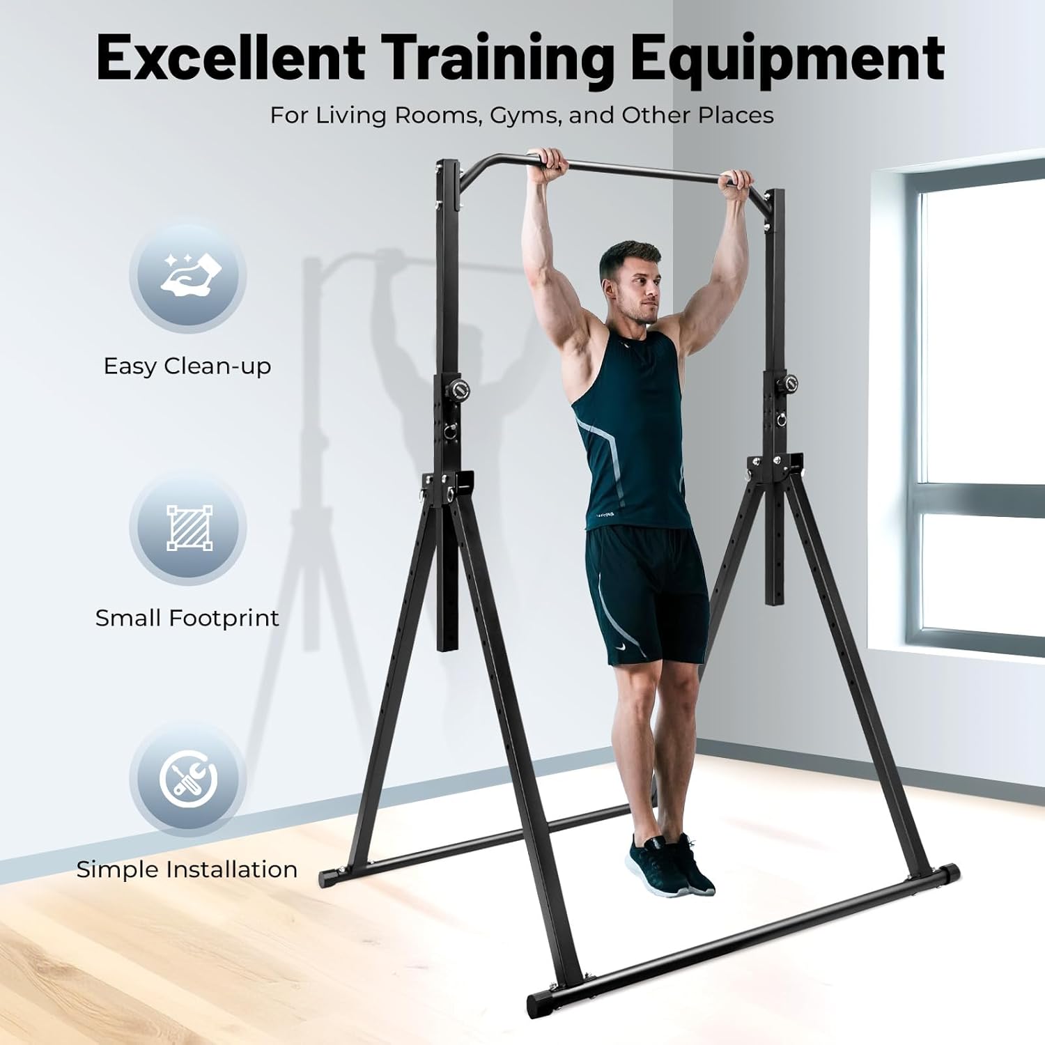 Triangular Pull Up Station, Carbon Steel Pull Up Bar for Home Gym Strength Training Equipment, 440.92 lbs 4.36 * 3.81 ft Adjustable Height Home Pull Up Bar (Free Standing) - Image 4