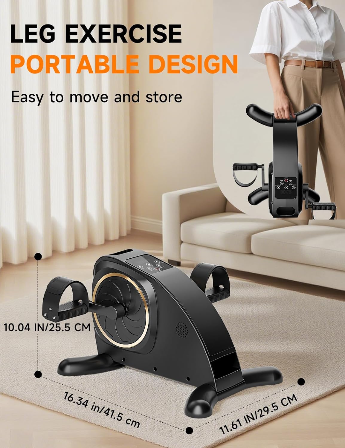 Under Desk Bike, Electric Mini Exercise Bike Pedal Exerciser for Leg/Arm Exercise,12 Adjustable Speeds & LCD Display Leg Exerciser While Sitting for Seniors, Low-Impact Cardio Cycling Equipment - Image 7