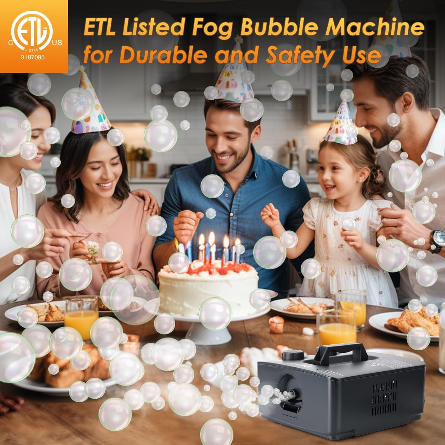 Fog Bubble Machine, 2 in 1 Professional Smoke Bubble Maker for Stage Party Halloween Christmas Wedding Birthday, 8000+Fog Filled Bubble Per Minute, 250W (Black) - Image 6