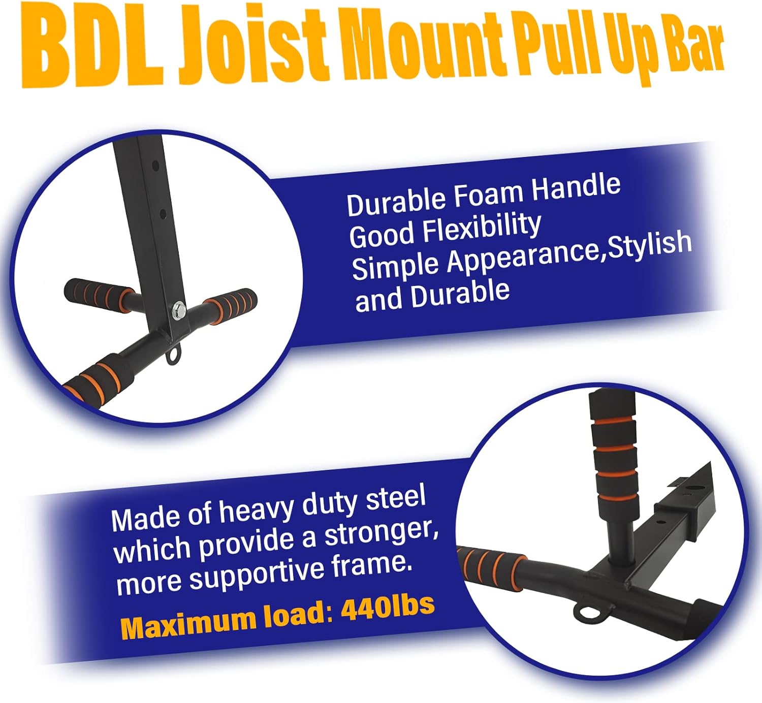 BDL Wall Mounted Pull Up Bar Chin Up bar Multifunctional Dip Station for Indoor Home Gym Workout, Power Tower Set Training Equipment Fitness Dip Stand Supports to 440 Lbs - Image 5