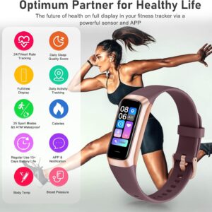 Fitness Tracker with 24/7 Heart Rate, Blood Oxygen Blood Pressure Sleep Monitor, Activity Trackers 5 ATM Waterproof,Step Calorie Counter Pedometer Health Smart Watch for Women Men Bordea