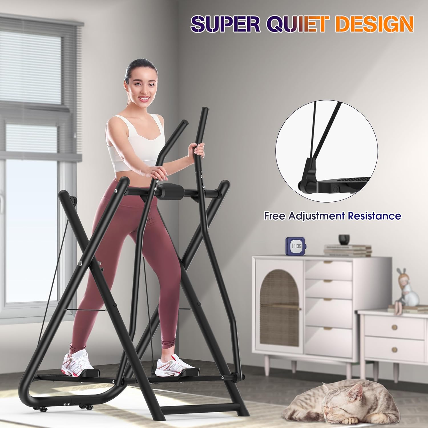 Air Walk Elliptical Glider Machine,Ellipse Machine for Home Cross-Training Arm/Leg Cardio Workout Equipment,Fully Assembled Low-Impact Design for Home Gym,600LBS Loading Capacity-New Version - Image 4
