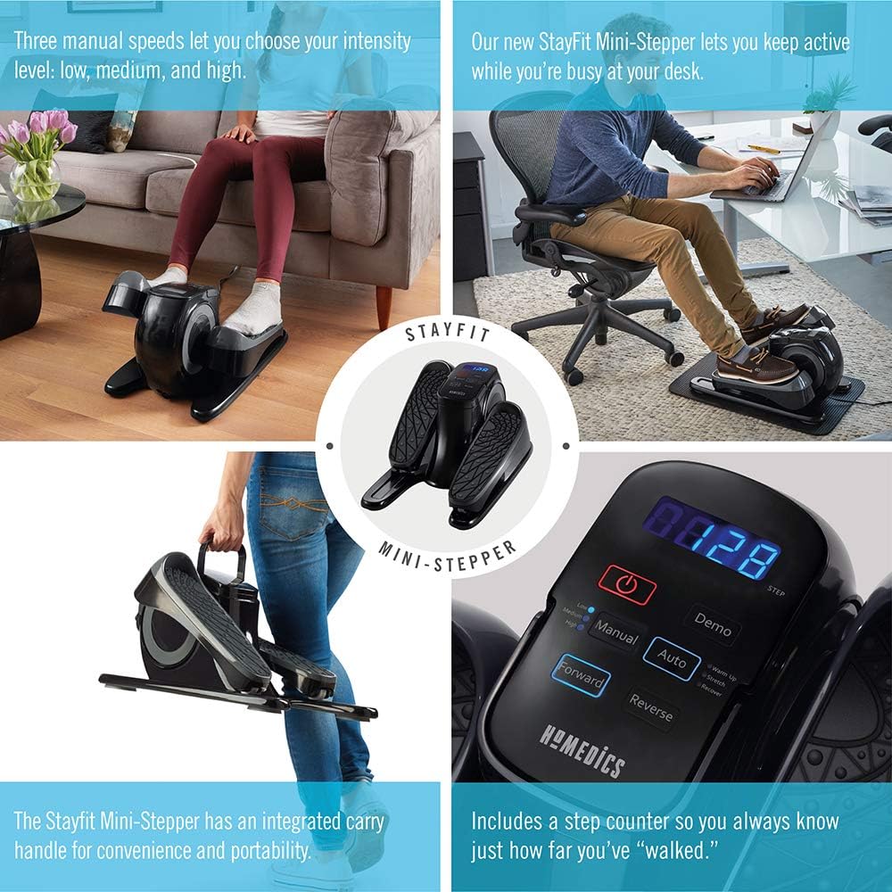 Homedics StayFit Mini-Stepper - Fitness Step Machine with Mat and Preset Exercise Programs – Portable Stair Stepper Perfect for Home Office - Image 4
