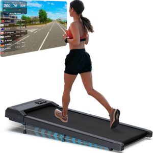 WELLFIT Walking Pad, Under Desk Treadmill with Incline, Portable Walking Pad Treadmill for Home and Office with APP & Remote Control and LED Display, 265 lbs Capacity
