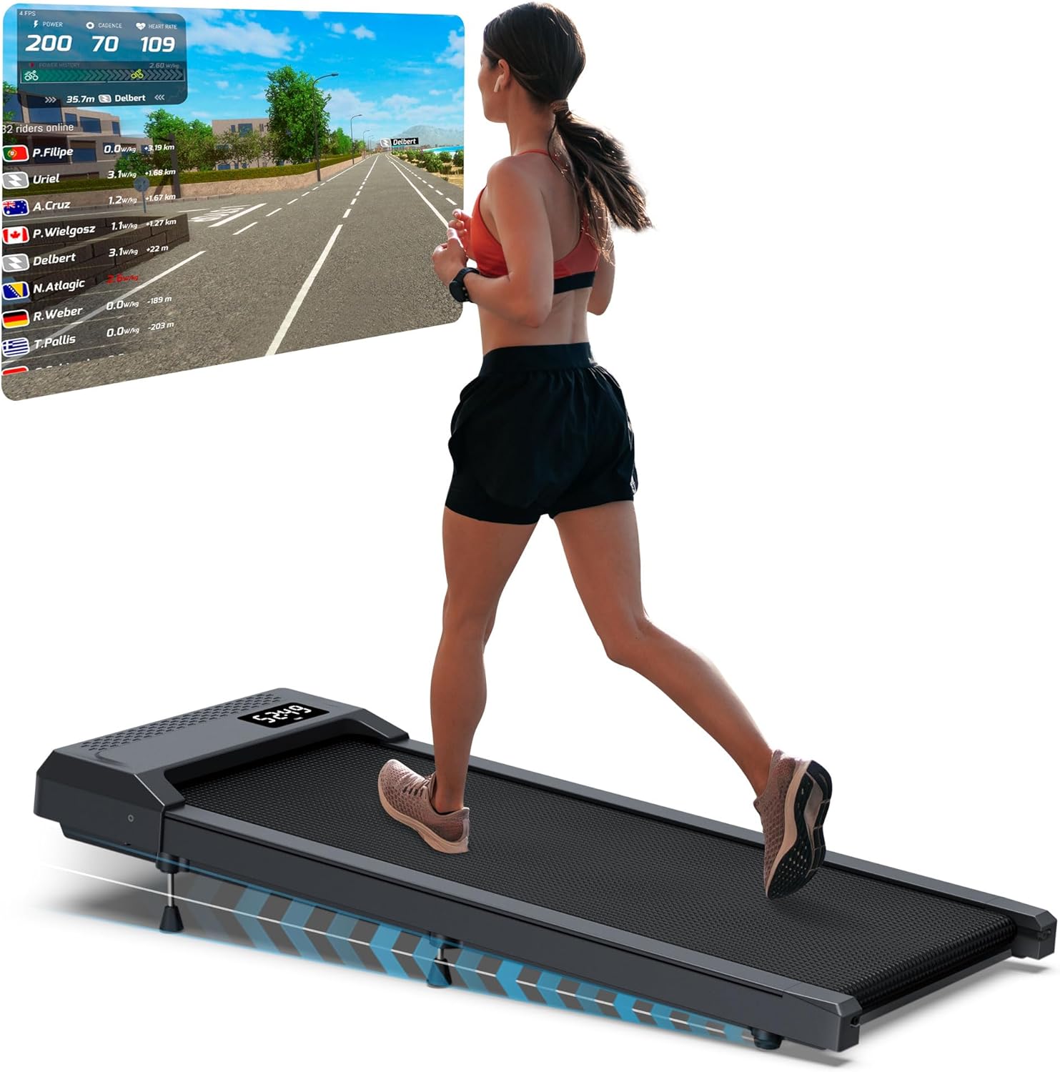 WELLFIT Walking Pad, Under Desk Treadmill with Incline, Portable Walking Pad Treadmill for Home and Office with APP & Remote Control and LED Display, 265 lbs Capacity