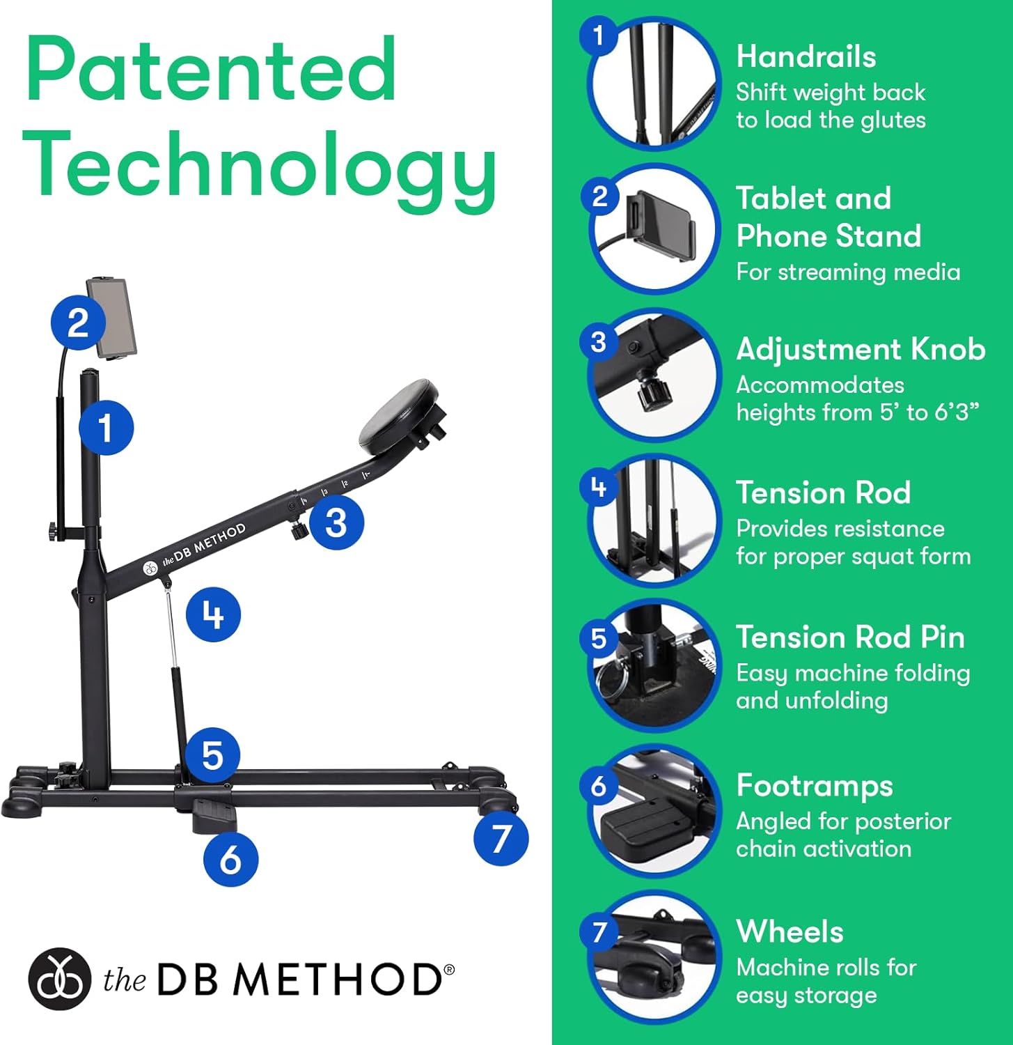 The DB Method Squat Machine, Workout Equipment for Home Gym, Exercise Leg and Glutes, Low Impact Lower Body Fitness Workouts, Training for Total-Body, Easy Setup, Foldable for Storage - Image 7