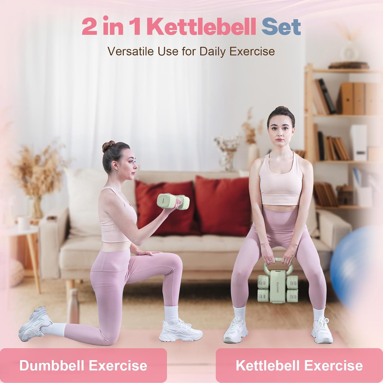Adjustable Dumbbell Set of 2, 4 in 1 Free Weights Dumbbells Set for Women with Fast Adjustment, Each 2lb 3lb 4lb 5lb Hand Weights Set for Home Gym & Outdoor Exercise Training - Image 4