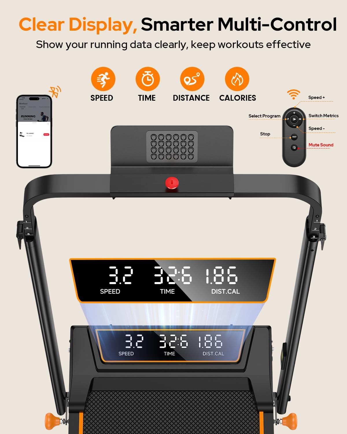 Walking Pad Treadmill with Incline & Adjustable Height, 4 in 1 Folding Under Desk Treadmill, 2025 Upgraded 3.5HP Walking Pad with Handle Bar, Electric Portable Treadmills for Home 350LBS, LED Display - Image 6