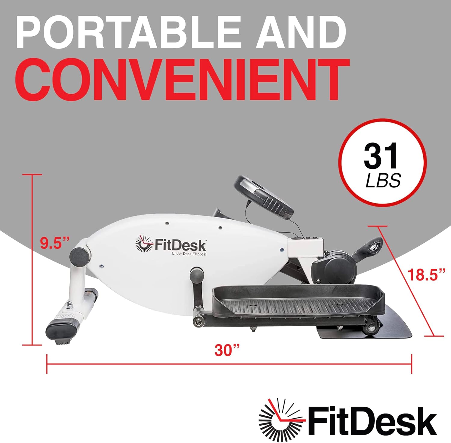 FitDesk Under Desk Bike Exercise Machine, Compact Magnetic Pedal Exerciser, Mini Elliptical, Quiet Seated Cardio Trainer for Home Office Workouts, Adjustable Resistance Bike for Desk Fitness - Image 4