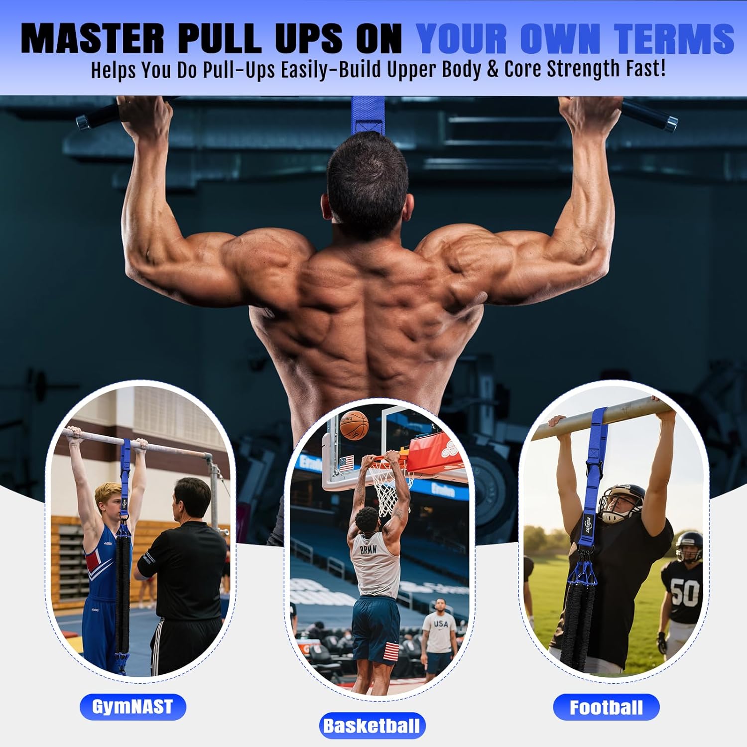 Pull Up Bands, Heavy Duty Resistance Bands with Handle, Workout Bands for Pull Up Bar, Pullup Assist Band Set for Exercise, Full Body Workout, Home Gym for Enhanced Strength, Muscle Training - Image 6