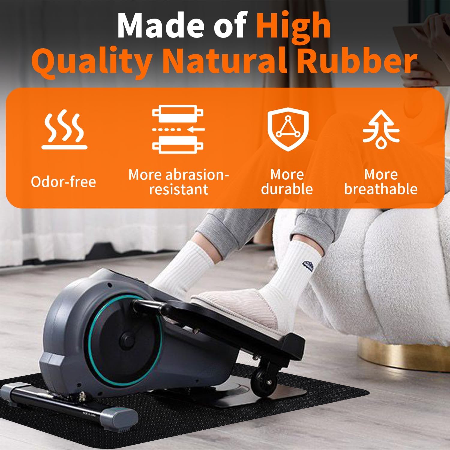 Double-Side Non-Slip Workout Mat for Elliptical Machine, Stepper Mat for Under Desk Ellipticals, Foot Peddler Ellipse Leg Exerciser Mats, Enhanced Stability & Floor Protection - Image 5