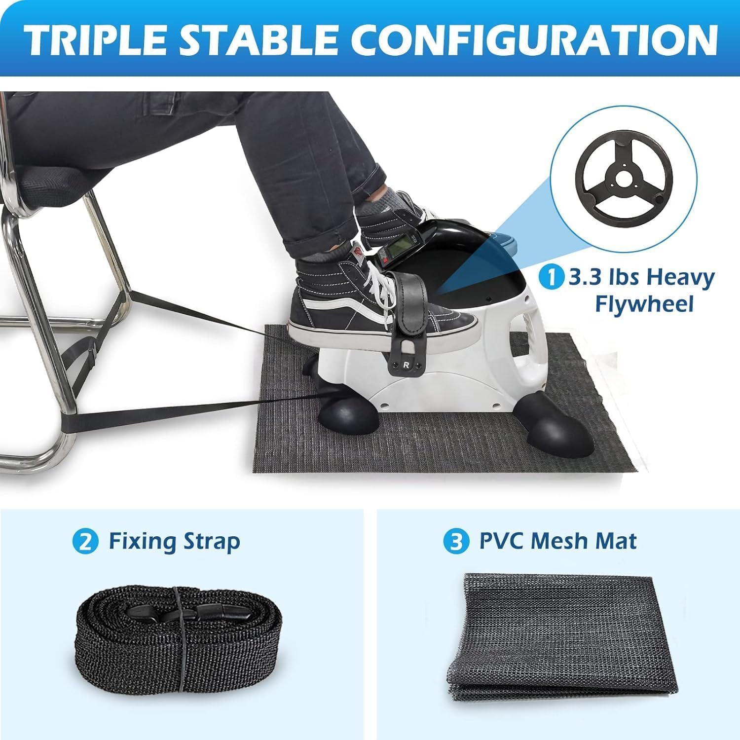 TABEKE Under Desk Bike Pedal Exerciser - Mini Exercise Bike for Arm/Leg Exercise, Pedal Exerciser for Seniors with LCD Display - Image 8