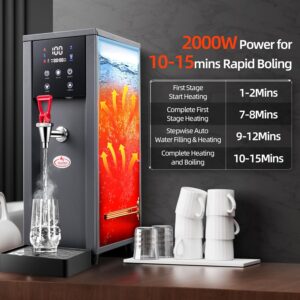 Commercial Hot Water Dispenser, 2000W Electric Water Boiler and Warmer Machine, 50L(13Gal)/H Step-Heating Countertop Water Dispenser with 32°F-212°F Temperature Control & 1-24H Timer