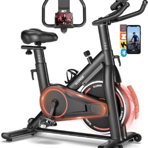 Exercise Bike, Adjustable Magnetic Resistance Stationary Bikes for Home with App Compatible, Quiet Indoor Cycling Bike with 350lbs Weight Capacity Comfortable Seat, Digital Monitor & Phone Mount
