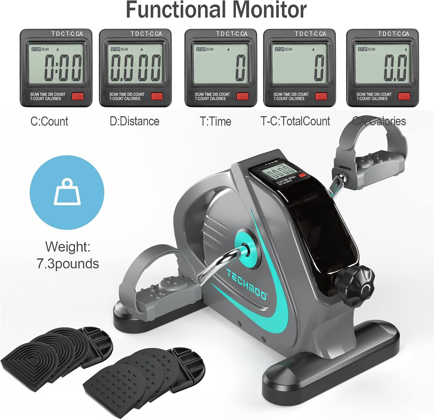 Under Desk Bike Pedal Exerciser Portable Mini Home Exercise Bike with 5LBS Flywheel Sitting Peddler Exerciser for Seniors Legs and Arms Trainer Physical Therapy Equipment Fitness Exercise Bicycle - Image 7