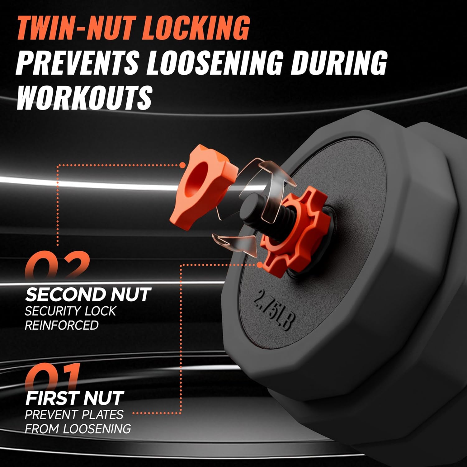 Adjustable Dumbbell Set (25/45/65lb) | Double Reinforced Locking | 5-in-1 Free Gym Weights Used as Barbell, Kettlebells, Push up Stand for Home Men Women - Image 2