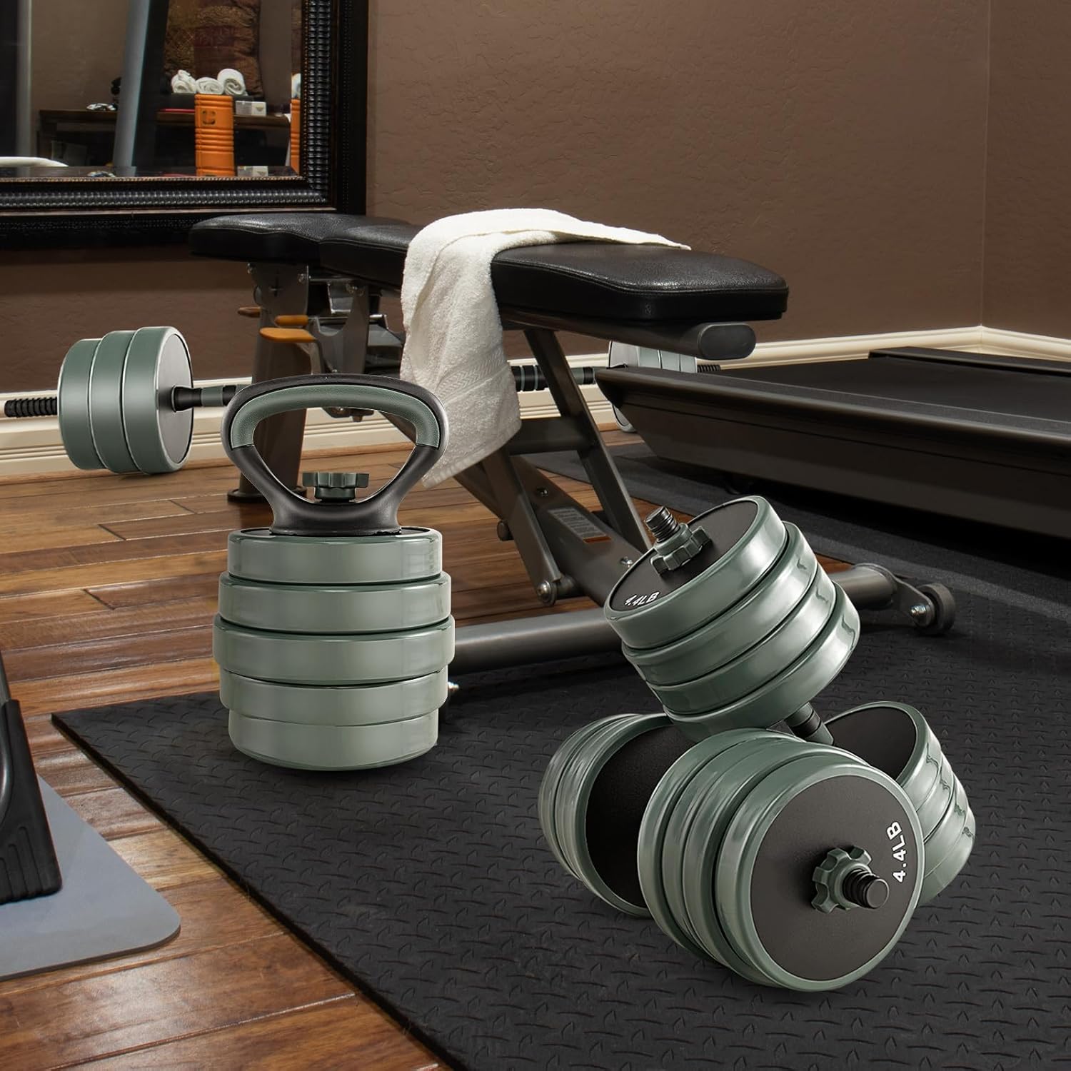 GYMAX Adjustable Dumbbell Set, 4 in 1 Free Weight Set with Connector, 92/47 LBS Used As Dumbbells, Barbells, Kettlebells, Push up Stands, Weight Lifting Training Equipment for Home Gym Workout Exercise - Image 2