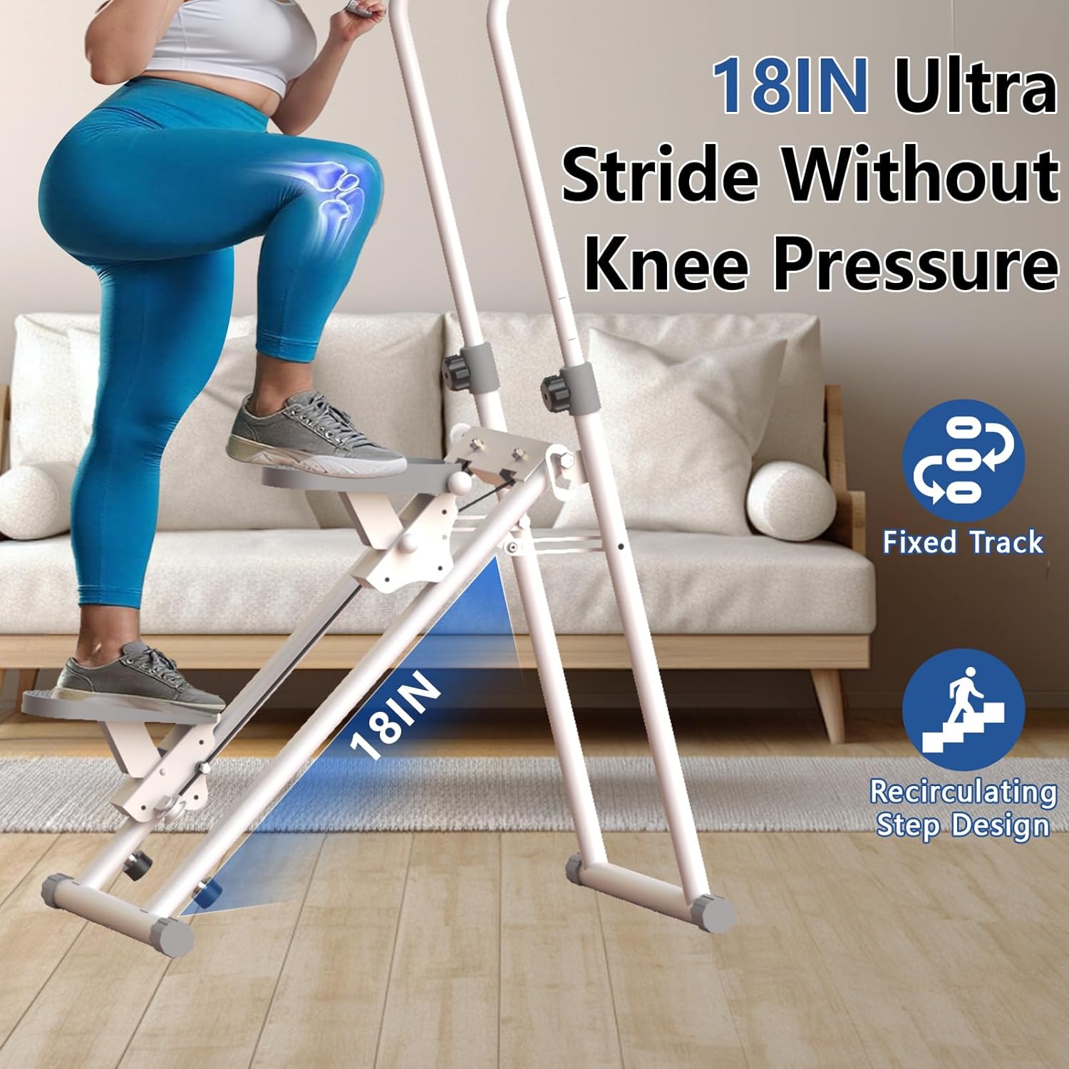 Foldable Stair Stepper for Home Gym Exercise, Vertical Stair Climber Exercise Machine, Compact Full Body Cardio Workout Equipment with Adjustable Handle Bar & Pedals - Image 2