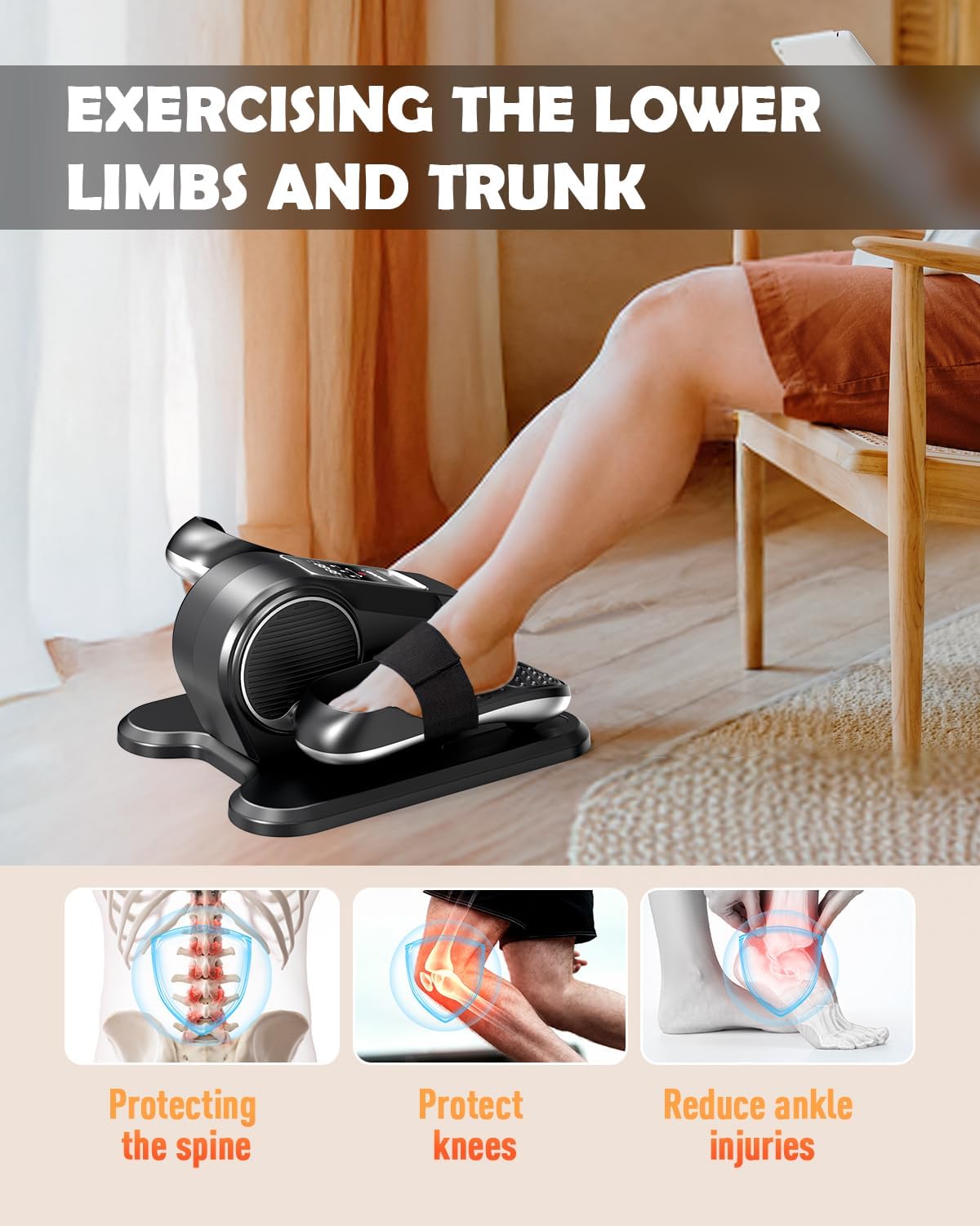Under Desk Elliptical Machine, Ellipse Leg Exerciser for Seniors with 12 Adjustable Speed, Quiet & Portable Electric Machine Seated Pedal Exerciser with Remote Control for Home - Image 2