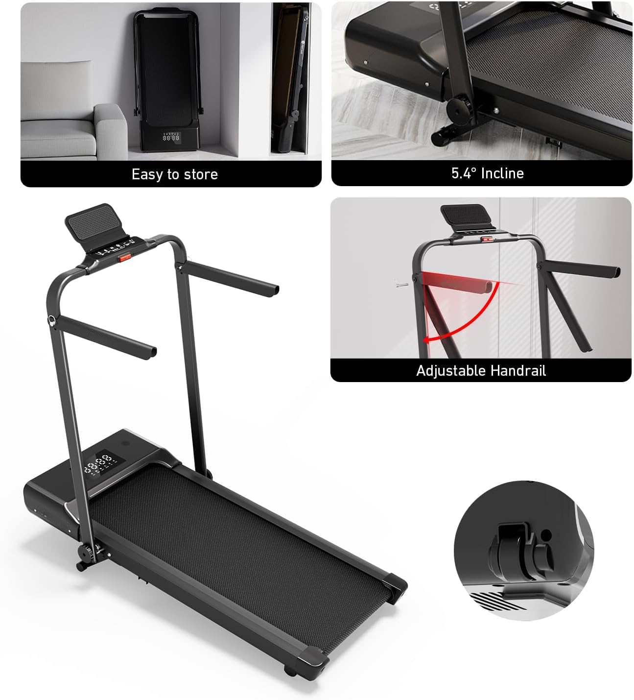DeerRun Treadmill-Walking Pad-Under Desk Treadmill, 3 in 1 Folding Treadmill, 3.0HP Quiet Foldable Portable Treadmill, 300 lbs Capacity Treadmills for Home Small Spaces with Remote Control and APP - Image 7