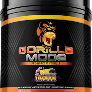 Gorilla Mind Pre Workout – Massive Pumps Laser Focus Energy Power – L-Citrulline, Creatine, L-Tyrosine, Betaine, Hydroprime, Alpha-GPC, 400mg Caffeine, Huperzine A 800g (BlackBerry Lemonade)