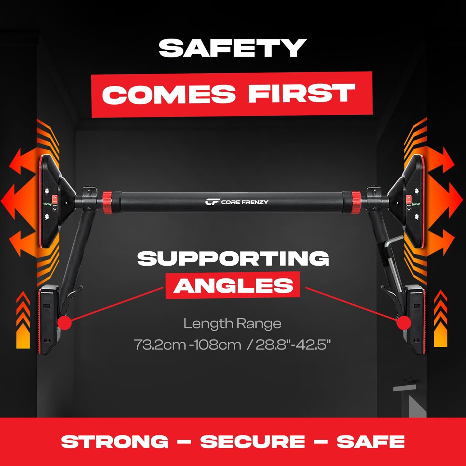 Pull Up Bar for doorway With Resistance Bands, No Screw Installation, Chin Up Bar for Upper Body Workout & Exercise, 29.9"-37.5" Adjustable Width Locking Mechanism, Max weight Hold 880 lbs - Image 2