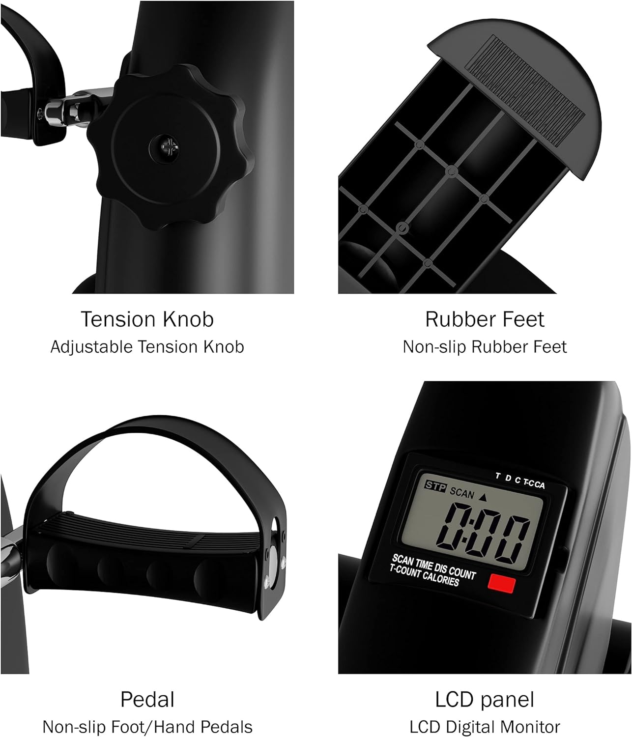 Under Desk Bike and Pedal Exerciser - At-Home Physical Therapy Equipment and Exercise Machine for Arms and Legs with LCD Screen by Wakeman Fitness - Image 4