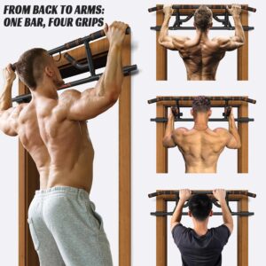 2025 Upgrade Pull up Bar for Doorway with Folding Handle, Door Pull up Bar Door Frame Multi-Grip Upper Body Trainer, 440lb Capacity, Indoor Fitness for Home Gym Strength Training