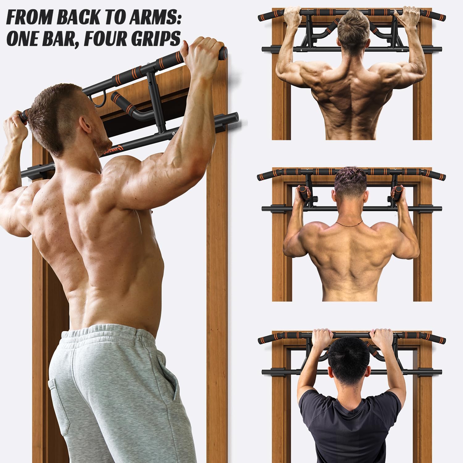 2025 Upgrade Pull up Bar for Doorway with Folding Handle, Door Pull up Bar Door Frame Multi-Grip Upper Body Trainer, 440lb Capacity, Indoor Fitness for Home Gym Strength Training - Image 2