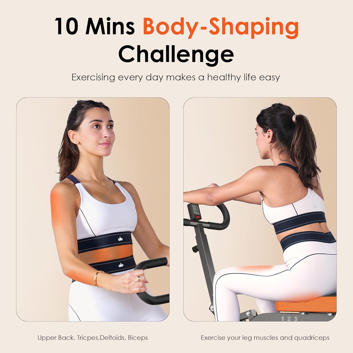 SogesHome Squat Machine Rowing Machines for Home Foldable, Fitness Rowing Machine Row and Ride Squat Machine with Adjustable 2 Resistance Bands for Workout Exercise, 330 lbs Weight Capacity - Image 5