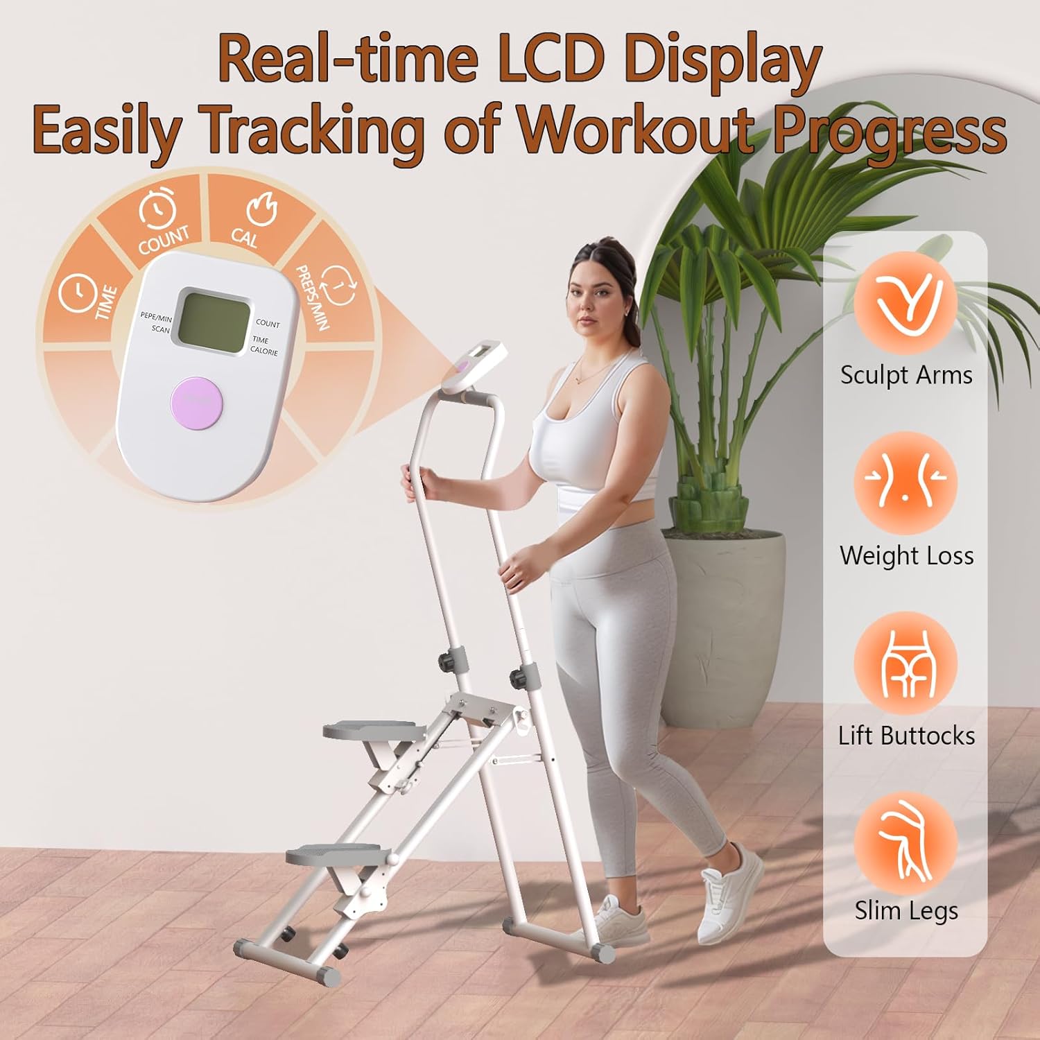Foldable Stair Stepper for Home Gym Exercise, Vertical Stair Climber Exercise Machine, Compact Full Body Cardio Workout Equipment with Adjustable Handle Bar & Pedals - Image 5