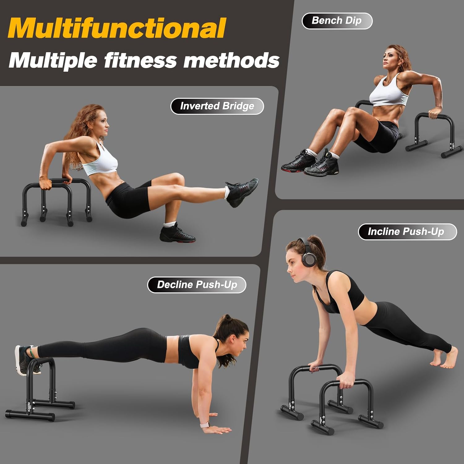 RELIFE REBUILD YOUR LIFE Dip Station Functional Heavy Duty Dip Stands Fitness Workout Dip bar Station Stabilizer Parallette Push Up Stand - Image 7