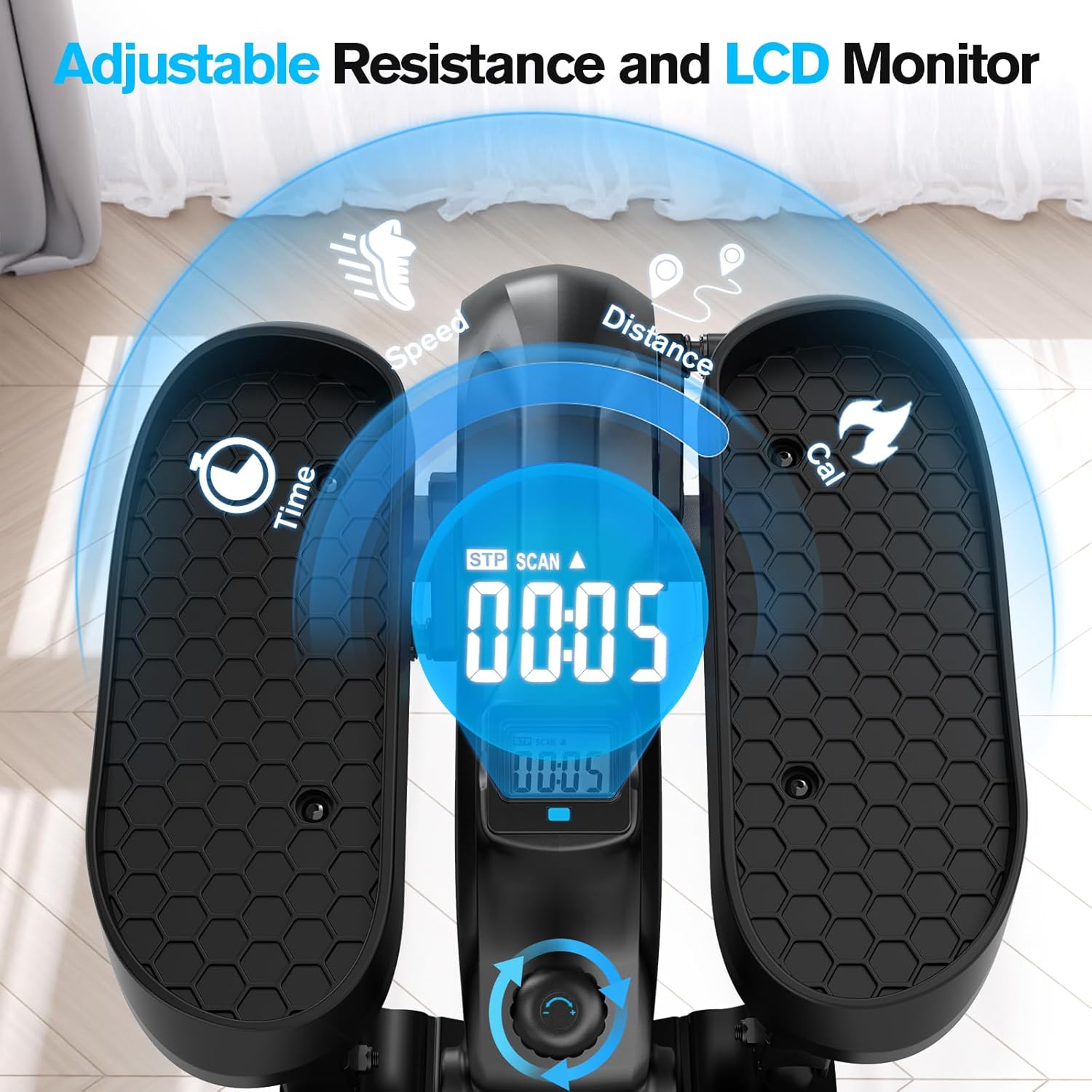 Under Desk Elliptical, Manual Elliptical Exercise Machine, Quite Foot Pedal Exerciser, Mini Elliptical Machines for Home Use, Compact Foot &Leg Pedal Exerciser, Exerciser for Seniors, Max Load 300LBS - Image 6
