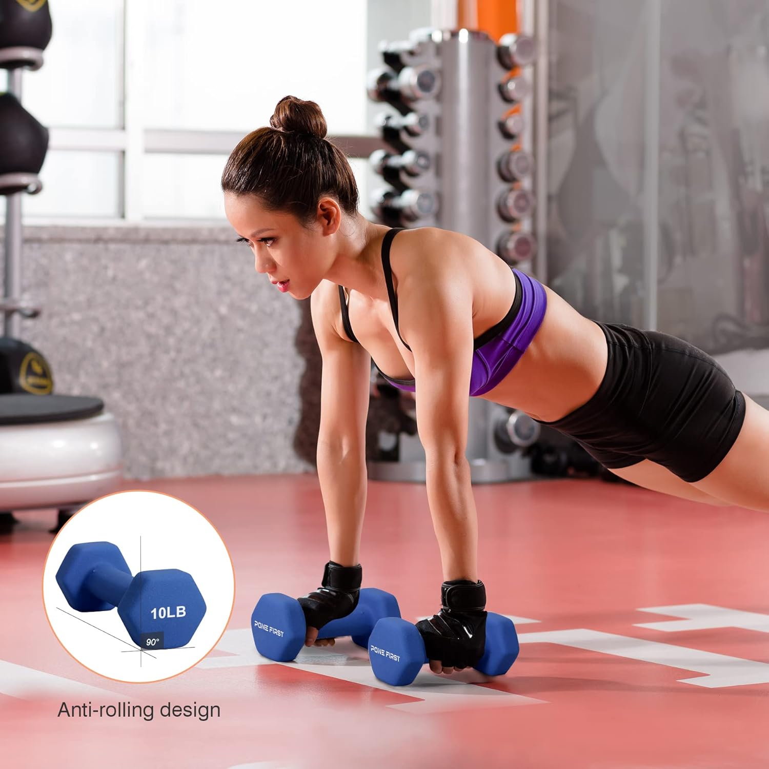 Dumbbell Hand Weight Pairs – Neoprene Dumbbell Exercise & Fitness For Home Gym Equipment and Adjustable Dumbbell Sets–Non-Slip, Color Coded Hex Shaped Free Weights For Women,Men 2LB 3LB 5LB 8LB 10LB Pounds - Image 5