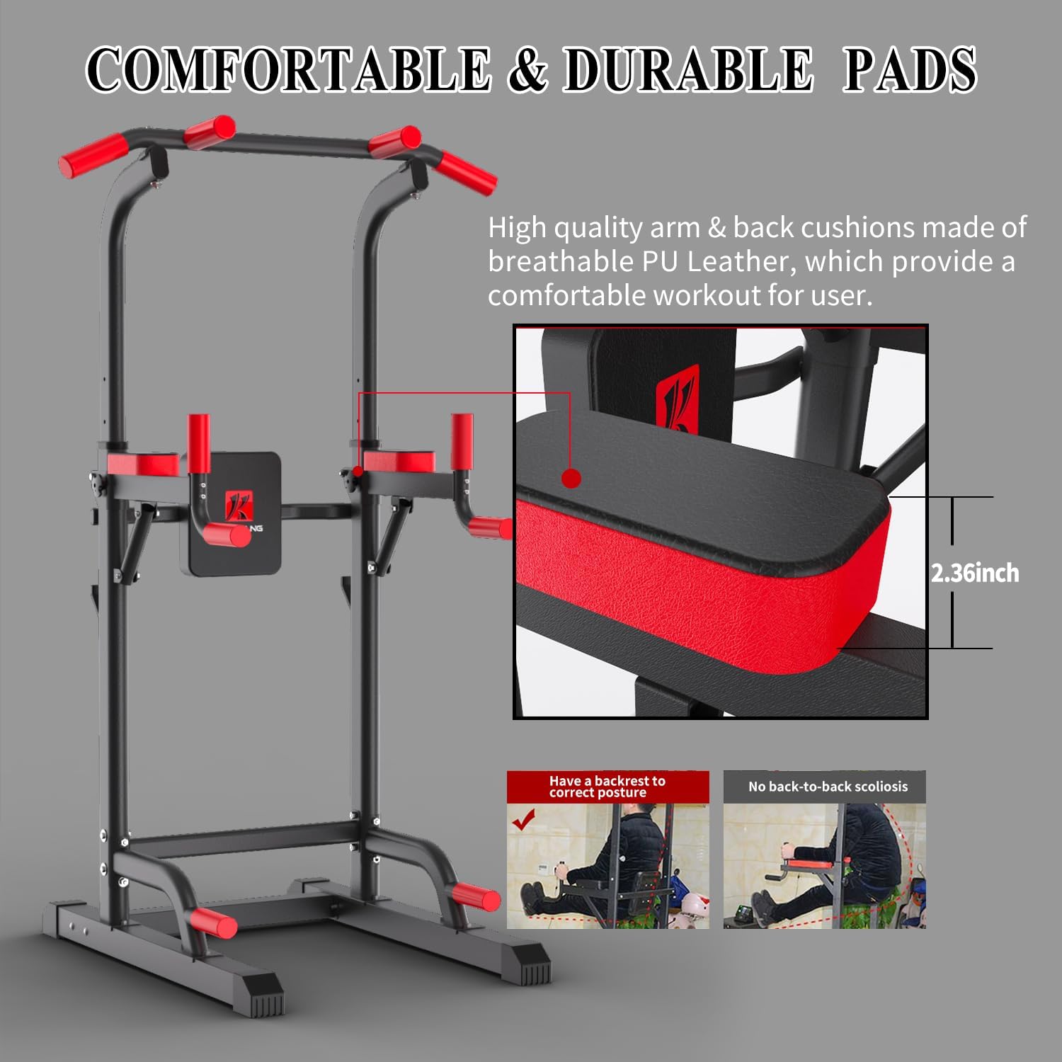 K KiNGKANG Power Tower Dip Station, Multi-Function Assistive Trainer Pull Up for Home Gym Muscle Building and Beginner Exercises,Load 450LBS - Image 6