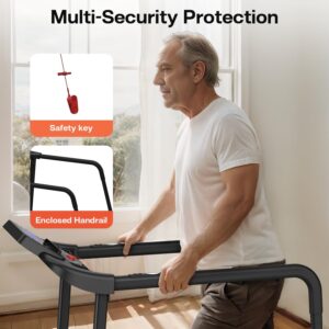 Walking Treadmill with Long Handrail for Balance, Recovery Fitness Exercise Machine Foldable for Home use with Holder for Phone & Cup,LCD Display, 300 lbs Capacity