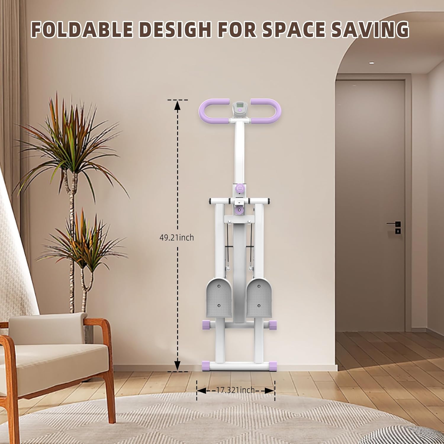 Stair Stepper for Home, Folding Vertical Climber Workout Machine for Full-Body Exercise Stair Stepper with Stable Frame Adjustable Handlebar & Pedals - Image 4