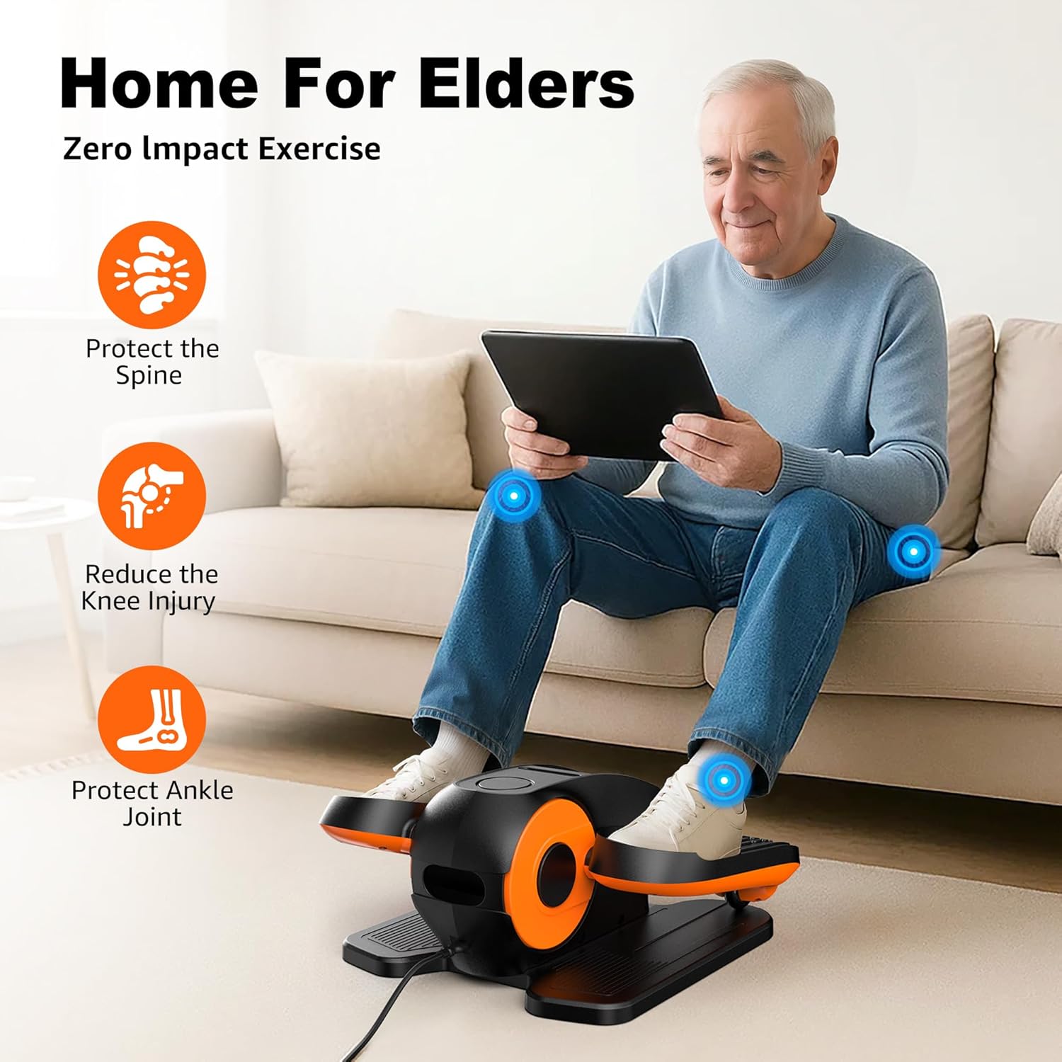 Under Desk Elliptical, Electric Leg Exerciser as Seen on TV for Seniors with 12 Adjustable Speed, Quiet Portable Electric Seated Pedal Exerciser Machine with Remote Control for Home Office - Image 3
